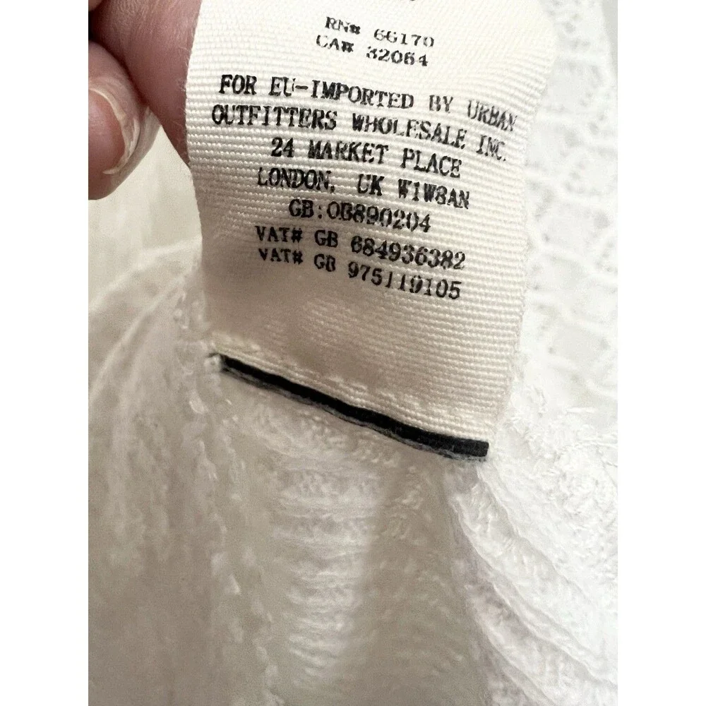 Free People Sweetest Thing White Lace Thermal Top Sz Small Boho Balloon Sleeve